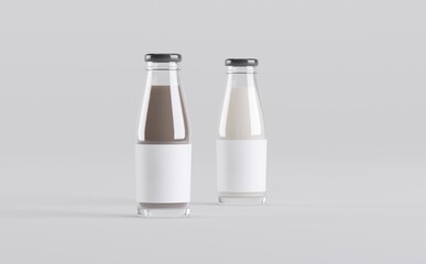 Two Milk Bottles Mockup 3D Illustration