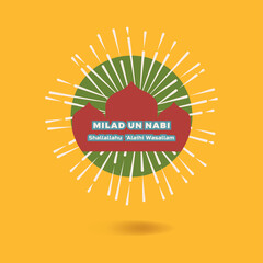 Milad un nabi lettering with sunburst design illustration