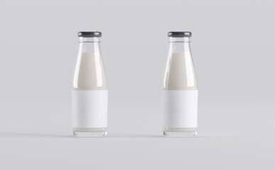 Milk Bottles Mockup 3D Illustration