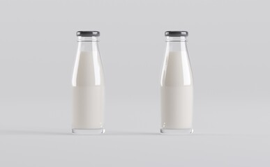 Milk Bottles Mockup 3D Illustration