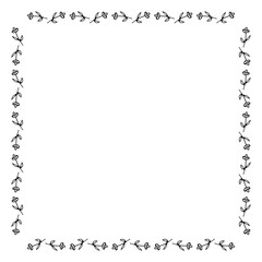 Square frame with creative cute flowers. Vector image.