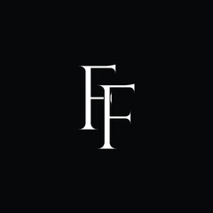 Initial Logo Letter FF Monogram in Black and White.