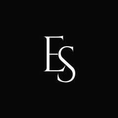 Initial Logo Letter ES Monogram in Black and White.