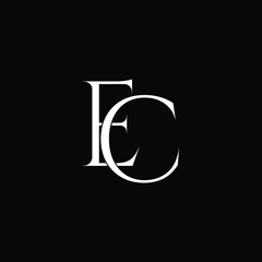 Initial Logo Letter EC Monogram in Black and White.