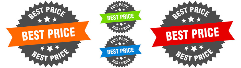 best price sign. round ribbon label set. Seal