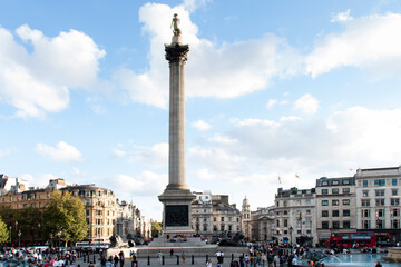 Fototapeta na wymiar Trafalgar Square o Plaza de Trafalgar en la ciudad de Londres, pais de Inglaterra, Reino Unido, Gran Bretaña