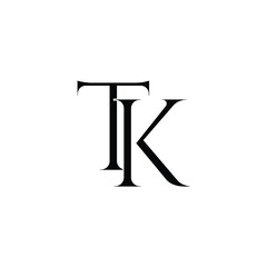 Initial Logo Letter TK Monogram in Black and White.
