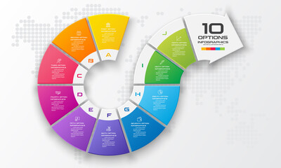 10 steps arrow infographic element,Business concept,Vector illustration.