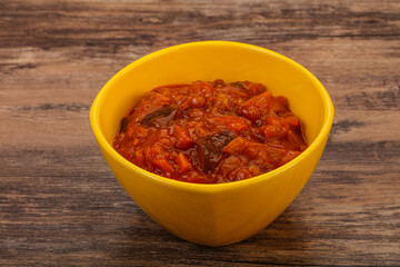 Eggplant saute with tomato and herbs