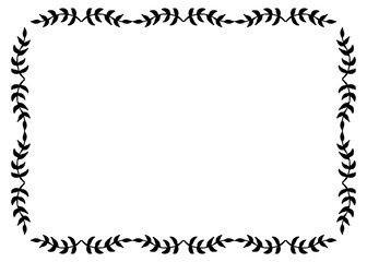 Frame with creative black branches. Vector image.