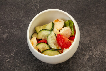 Fototapeta na wymiar Salad with vegetables and mozzarlla