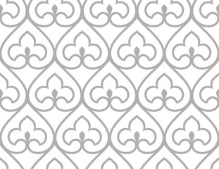 Flower geometric pattern. Seamless vector background. White and gray ornament.