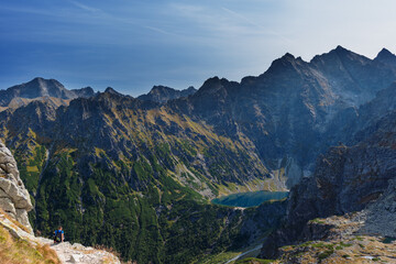 Naklejka premium Wonderful summer mountain scenery in the Polish Tatras with beautiful mountain lakes