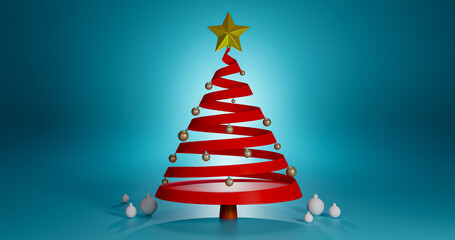 3D rendering of decoration object christmas ball and golden star