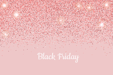 Sparkling falling gold dust.Vector horizontal banner with glitter for Black Friday.