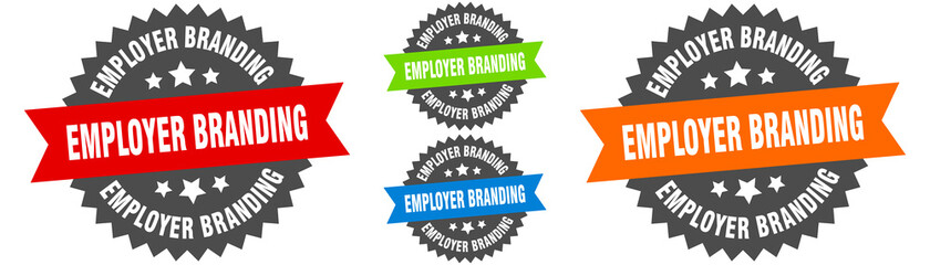 employer branding sign. round ribbon label set. Seal