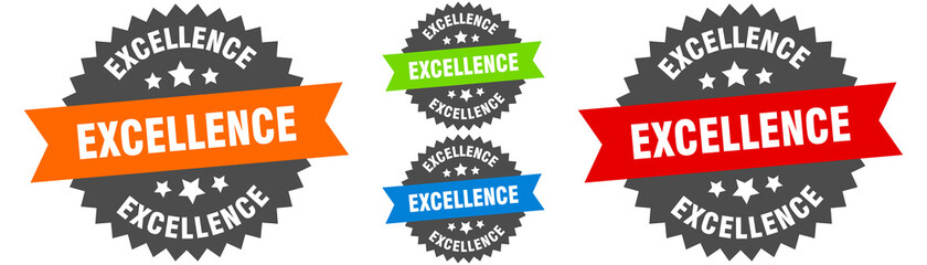 excellence sign. round ribbon label set. Seal
