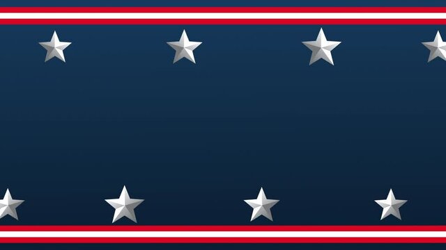 silver stars and stripes in blue background animation