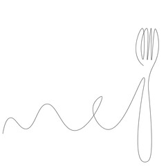 Fork silhouette on white background. Vector illustration