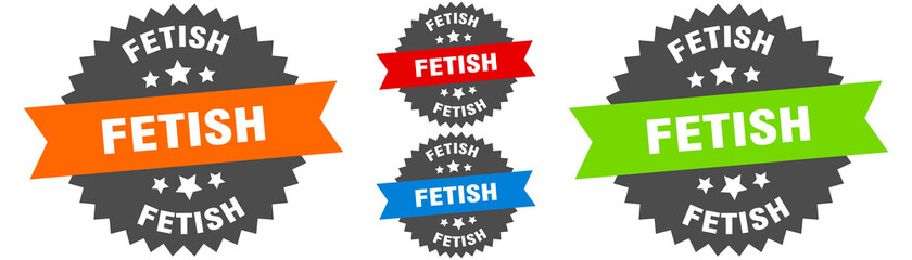 fetish sign. round ribbon label set. Seal