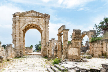 Triumphal Arch of Hadrian, Al Bass archaeological site Roman ruins, Tyre, Lebanon