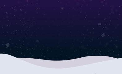 Obraz premium Winter Night Background Illustration with Snowfall and Snowflakes