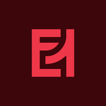 Letter E1 logo template, rectangle shape symbol, red color, abstract typography illustration - Vector