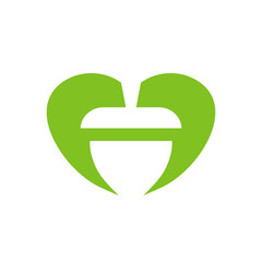 Abstract acorn seed logo, oak nut icon, vector illustration design