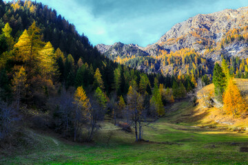 Autumn in the mountains. Champorcher Valley,Alps,Italy.