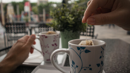 Tea time break in the coffee shop