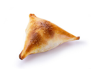 samsa with meat isolated on white background