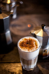 Coffee made in a cafeteria prepared on fire.