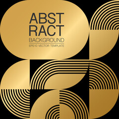 Golden, abstract vector geometric pattern, background design in Bauhaus style, for web design, business card, invitation, poster, cover.