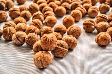 Groups of fresh nut in Turkey. Groups of organic and fresh walnuts and wooden background. Bursa Turkey