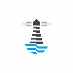 Lighthouse logo beacon vector icon