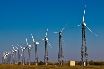 eco energy energy concept idea. wind turbines in the field