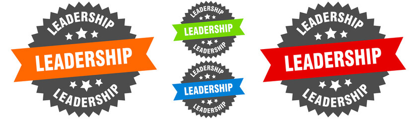 leadership sign. round ribbon label set. Seal