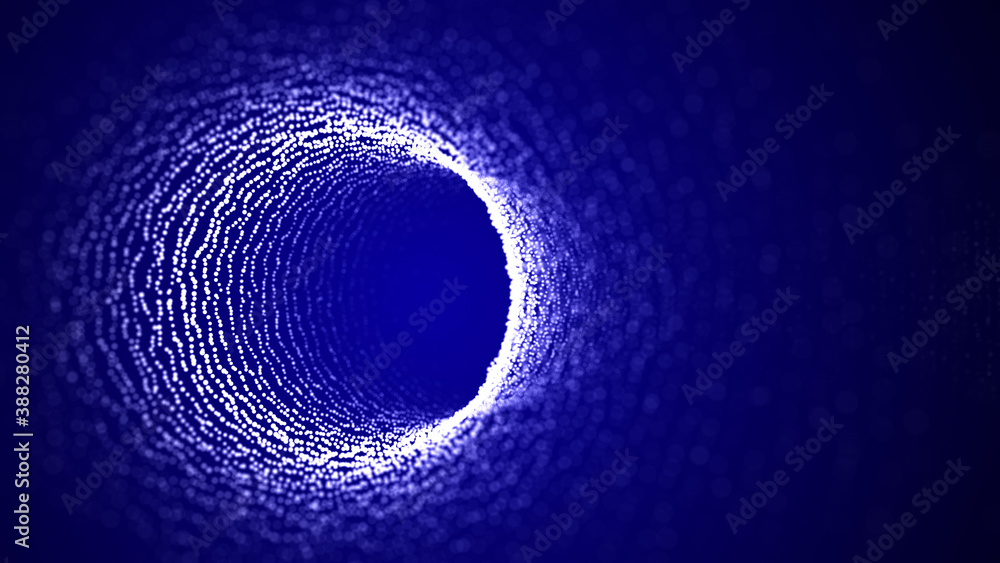Wall mural futuristic infinite space background. concept of data transfer in cyberspace. cyber tunnel consistin