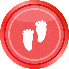 footprint circle glossy web icon on white background
