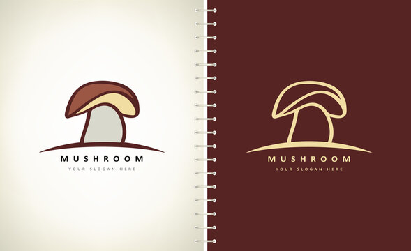 Mushroom Logo Vegetable Food Design Vector