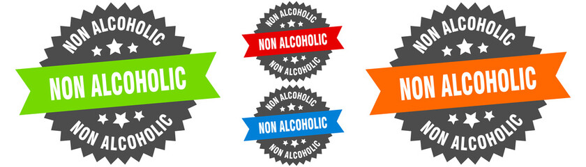 non alcoholic sign. round ribbon label set. Seal