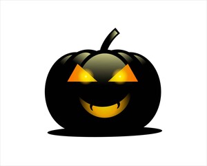 black adn orange color pumpkin isolate icon for Halloween Day