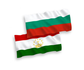 Flags of Tajikistan and Bulgaria on a white background