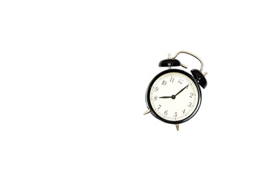 retro alarm clock on off white background