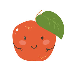 Cute apple character Vector isolated on white 