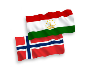 Flags of Norway and Tajikistan on a white background