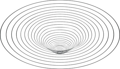 Distorted tunnel mesh. Technology, science, gaming background. Black and white. Monochrome. Banner, wallpaper, print. Bent mesh in perspective. round tunnel. mesh with convex distortion. isomerism