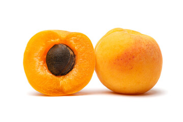 Fototapeta na wymiar two apricots on a white background