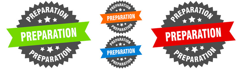 preparation sign. round ribbon label set. Seal