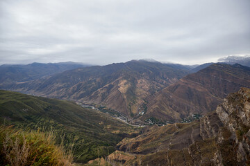 Beautiful mountain landscapes, Dagestan, Russia.
  Mountains at sunrise, panorama